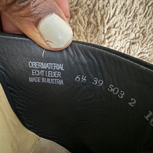 Paul Green Black Suede Slip-On 3.5" Heel Mules Shoes size 6.5 Minimalist Classic - Picture 6 of 7